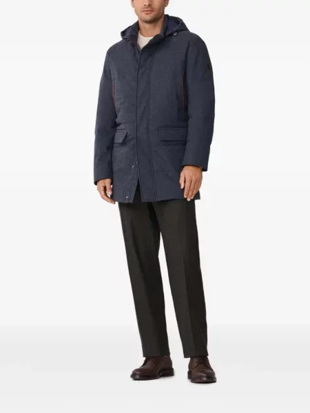 Geacă parka Hackett London cu glugă cu model herringbone albastru