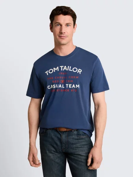 TOM TAILOR Tričko tmavomodrá / neónovo / šedobiela červená