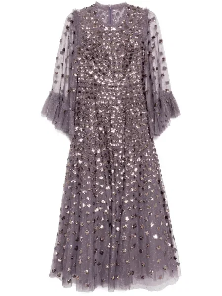 Maksi sukienka maxi Needle & Thread garniturowa fioletowa