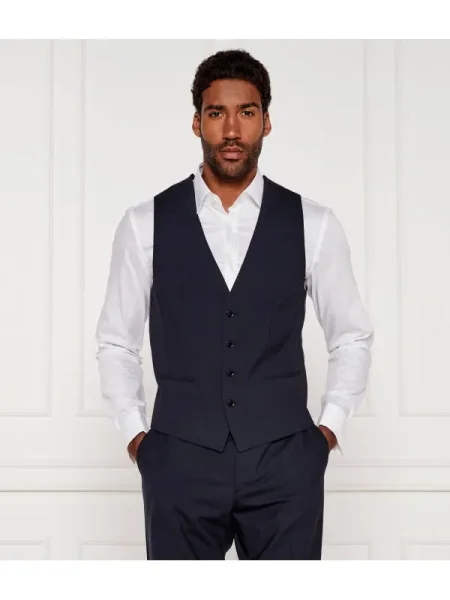 BOSS BLACK Vestă | Tailored slim negru