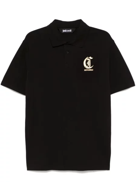 Поло тениска Just Cavalli с принт черно