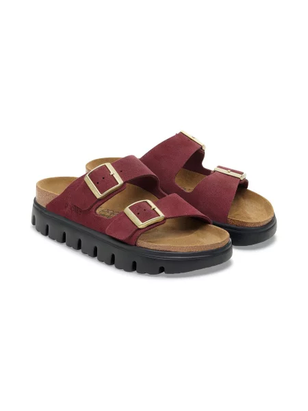 Birkenstock Arizona Platform Suede Leather Narrow Fit Kobiety Sandały Birkenstock Burgundowy Size: czarne