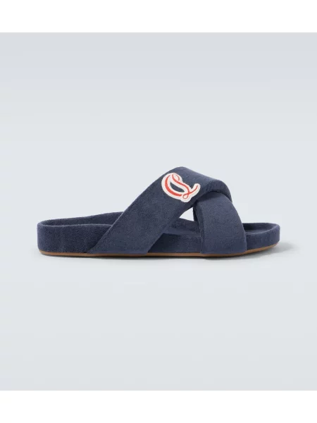 Sandale Christian Louboutin cu broderie albastru