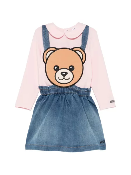 Dětské džínové šaty Moschino růžové