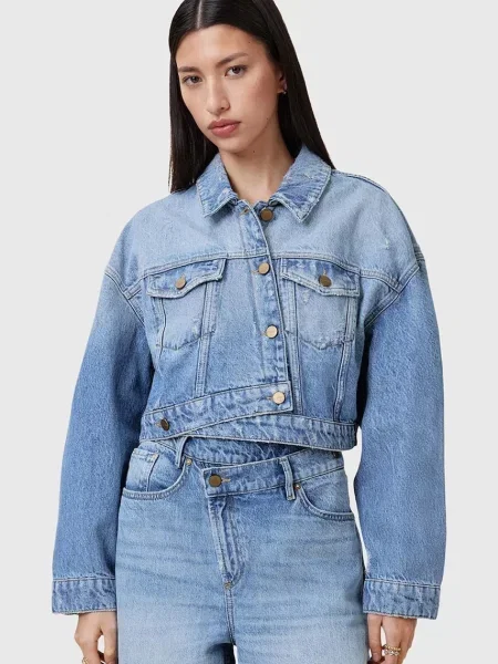 AllSaints geaca jeans AKI CROSSOVER de tranzitie albastru