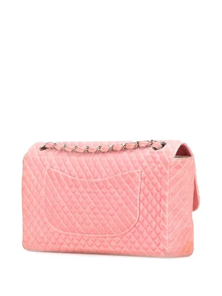 Sametová prošívaná kabelka Chanel Pre-owned růžová
