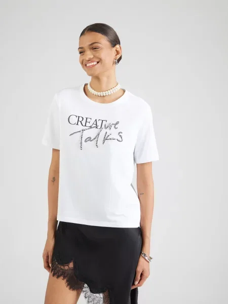 Monari Tricou ecru transparent negru