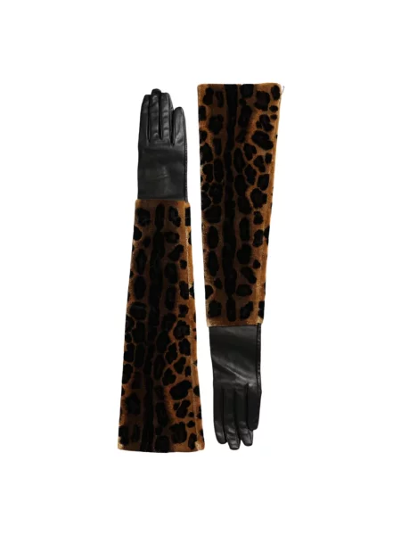 Rękawiczki Dolce And Gabbana skórzane brązowe
