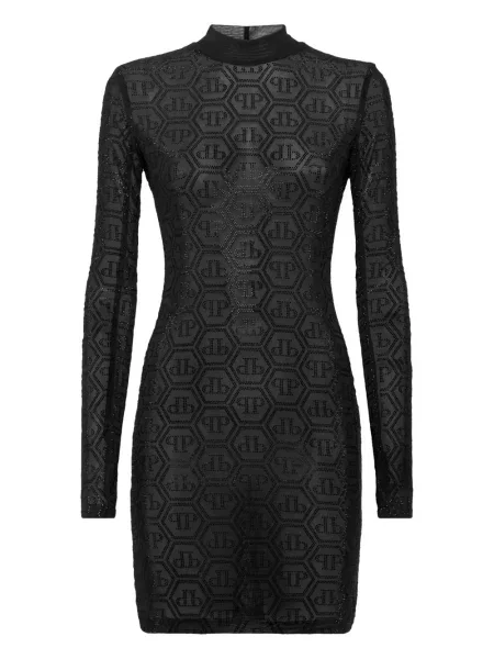 Rochie mini Philipp Plein din tul de costum negru