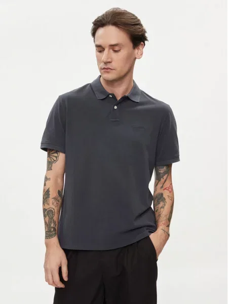Krótki koszulka polo Pepe Jeans z krótkim rękawem niebieska
