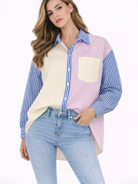 Cămașă Fashion cu dungi albastru