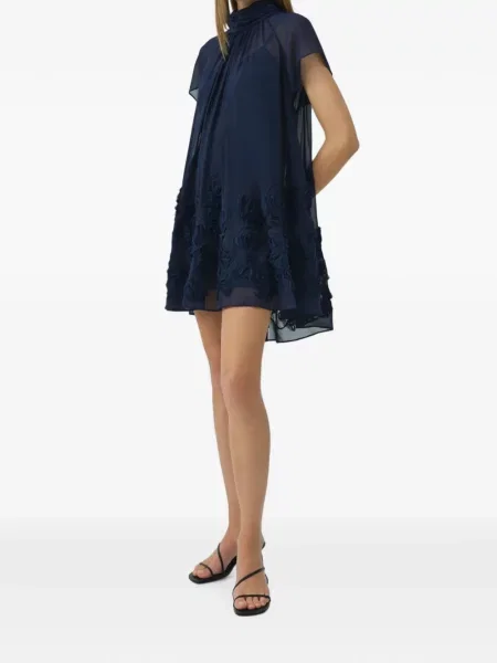 Rochie mini Simkhai cu model floral cu aplicații albastru