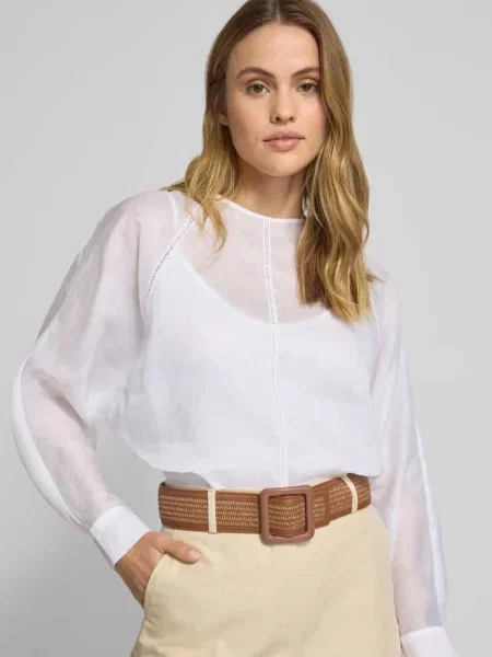 Bluzka z okrągłym dekoltem model ‘EDILE’ Max Mara Studio różowa