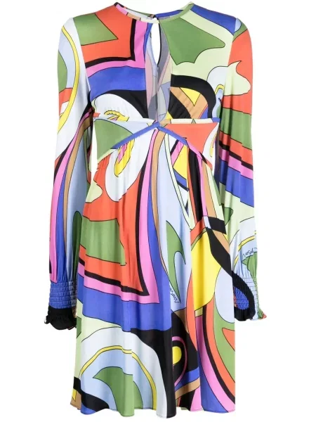 Rochie mini Moschino cu imagine de costum verde