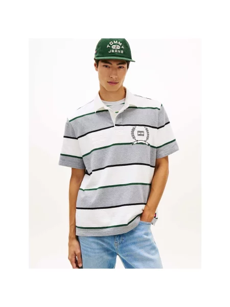 Pruhované tričko Tommy Jeans sivá
