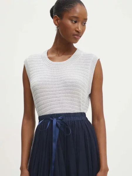 Елек Answear Lab от лека материя сиво