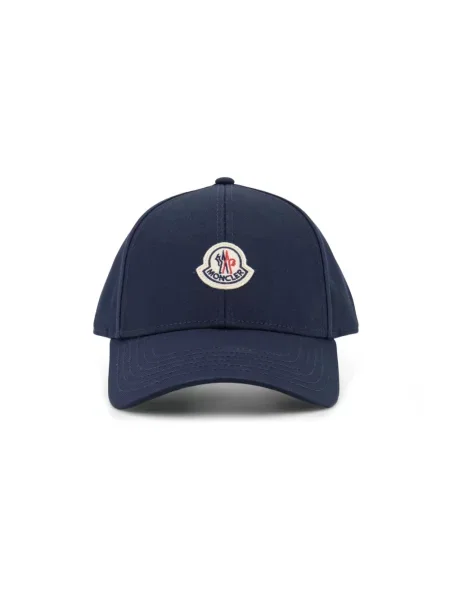 Czapka z daszkiem Moncler z twillu z logo niebieska