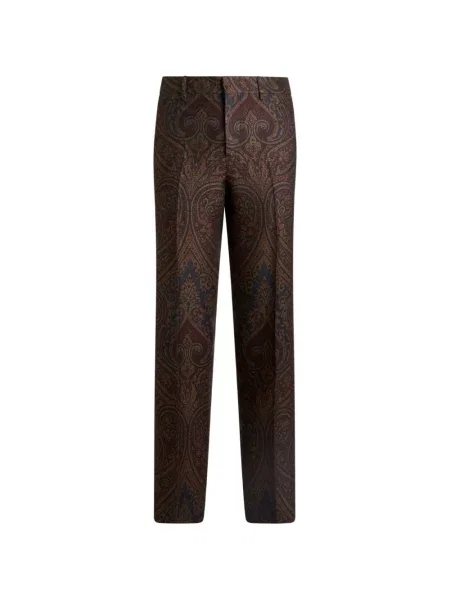 Pantaloni Etro de lână cu model paisley albastru