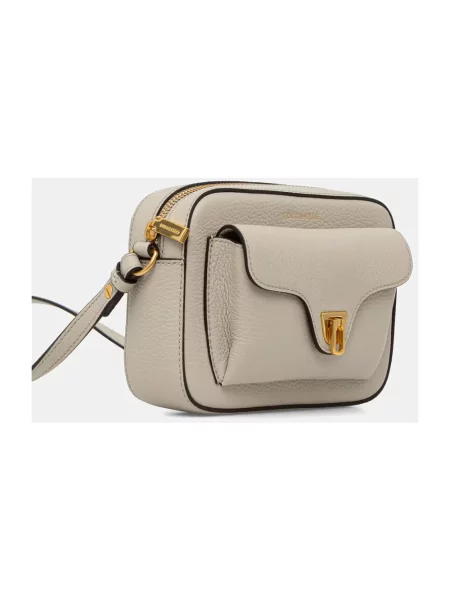 Coccinelle torebka crossbody skórzana beżowa