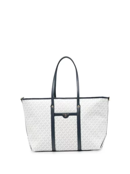 Geantă shopper Michael Kors cu autograf alb