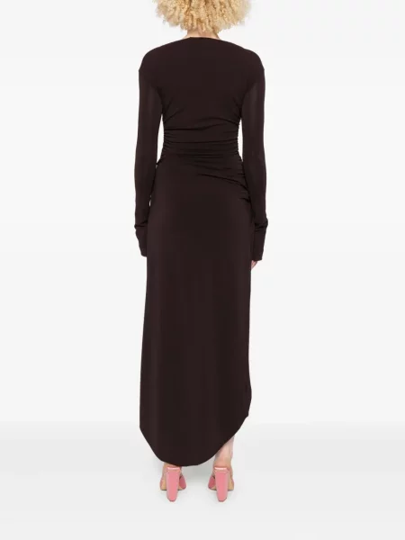 Rochie maxi Amen drapată lungă de costum maro
