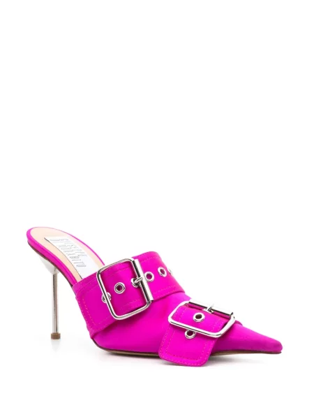 Papuci tip mules Giuseppe Di Morabito din satin roz