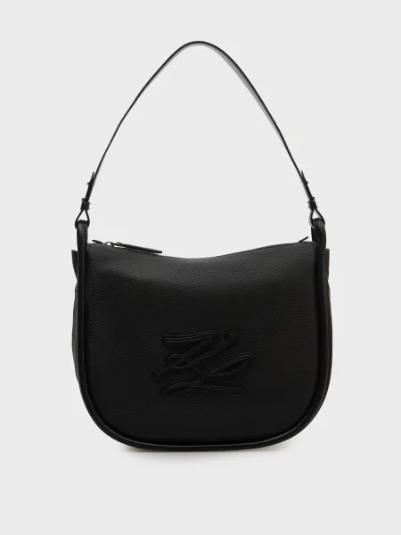Шкіряна сумка Karl Lagerfeld K/Autograph з автографом чорна