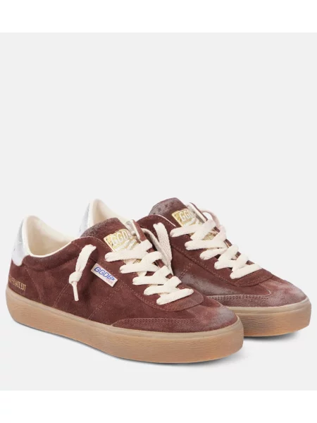 Sneakerși Golden Goose din piele de căprioară auriu