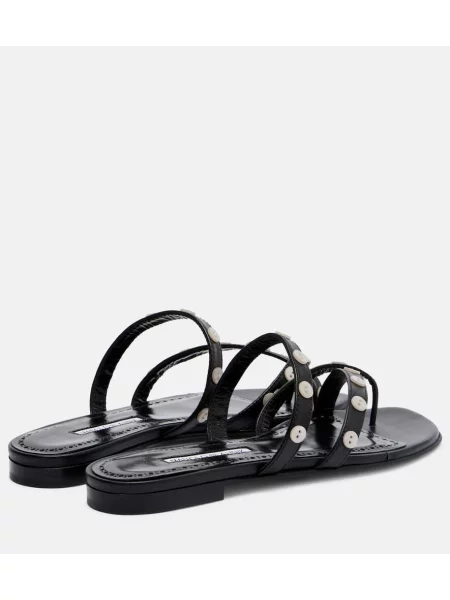 Kožené tangá Manolo Blahnik čierna