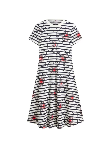 Rochie midi Tommy Hilfiger cu dungi cu imagine alb