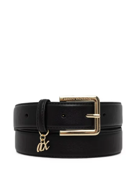 Curea Armani Exchange cu cataramă cu autograf negru
