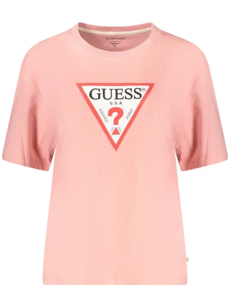 Tricou Guess Jeans scurt roz