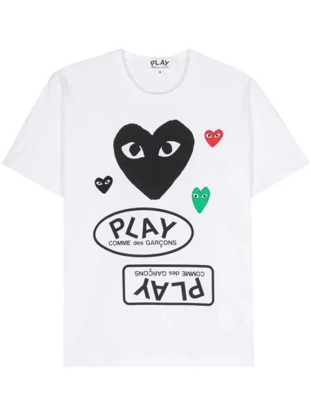 Tričko Comme Des Garçons Play s potiskem bílé