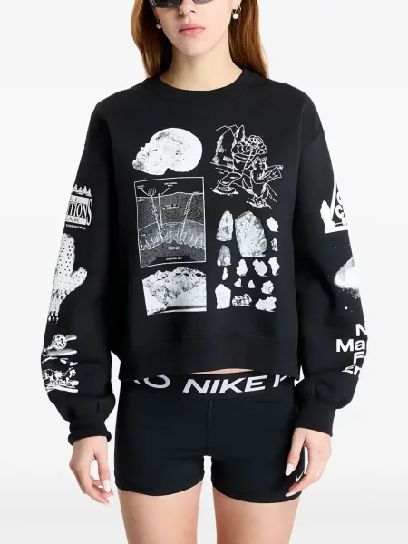 Боксерки Nike с дантела с принт черно
