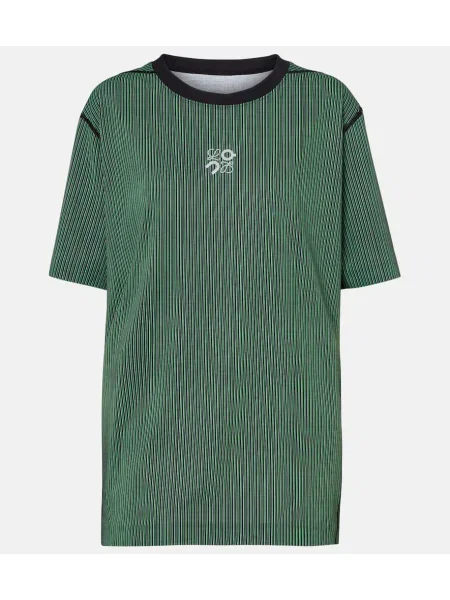 Tricou Loewe cu broderie cu dungi verde