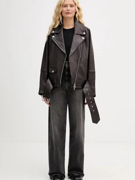 Kurtka skórzana Stand Studio brązowa