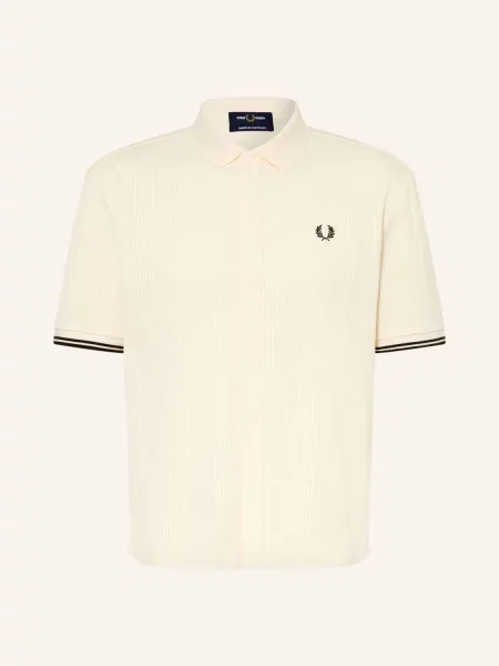 Fred Perry Pletená Košile Slim Fit režná / tmavě zelená