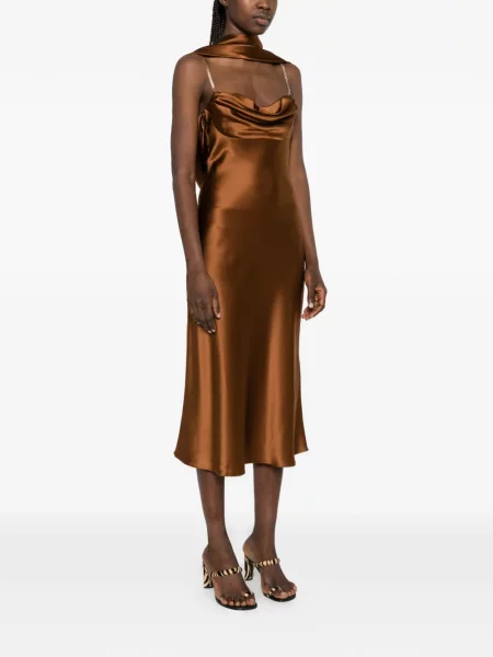 Sukienka midi Rebecca Vallance z kryształkami brązowa