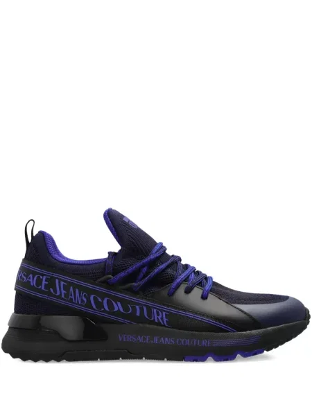 Sneakerși Versace Jeans Couture cu șireturi din dantelă cu autograf negru