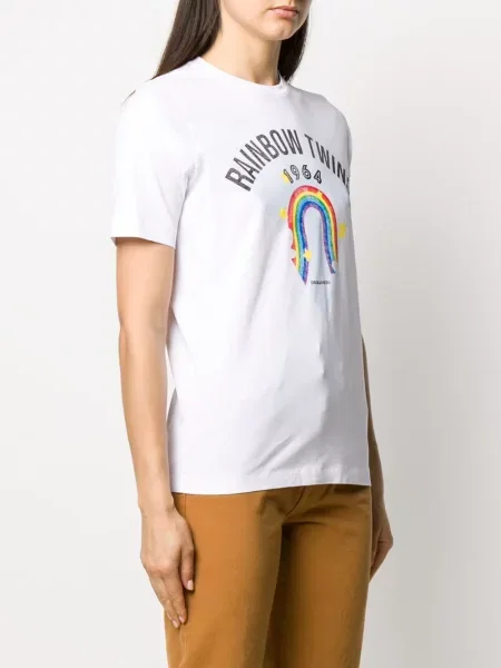 Raštuotas marškinėliai Dsquared2 balta