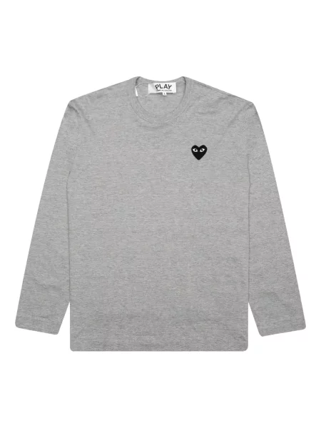 Tricou Comme Des Garcons Play cu motiv cu inimi lung gri