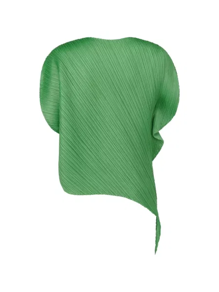 Bluză Pleats Please Issey Miyake asimetrică verde