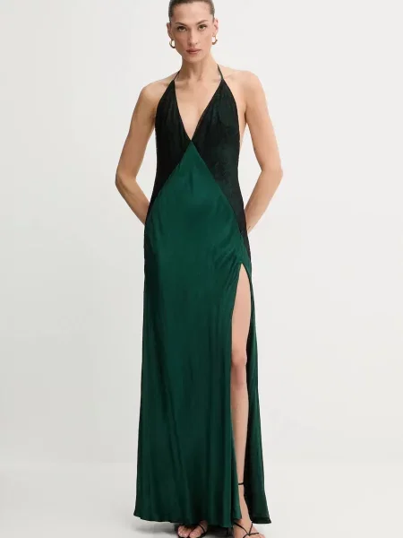 Bardot sukienka maxi rozkloszowana zielony