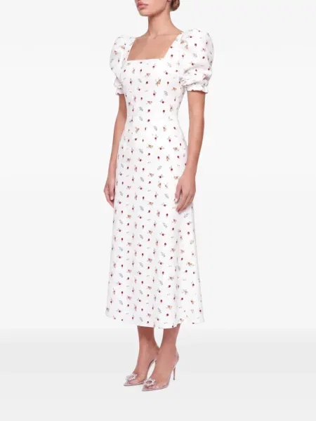 Rochie midi Post Meridiem cu model floral cu imagine alb