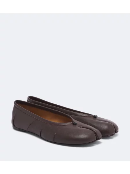 Balerini Maison Margiela din piele maro