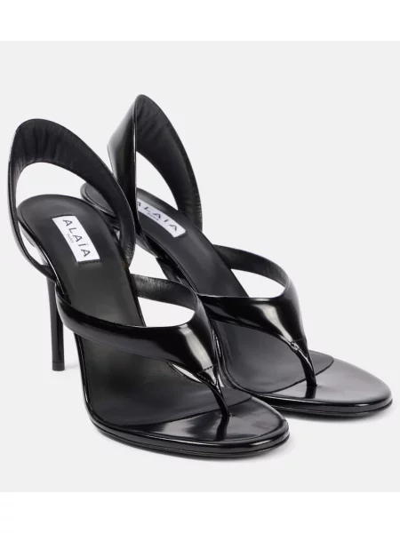 Stringi Alaïa skórzane czarne