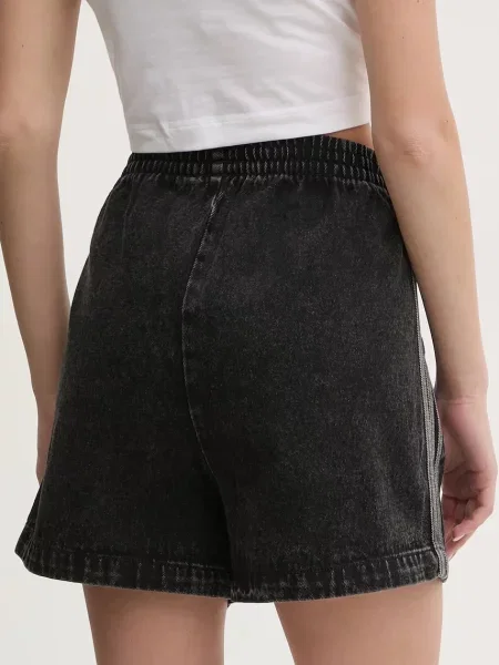Džínové šortky adidas Originals Firebird s aplikací high waist černá