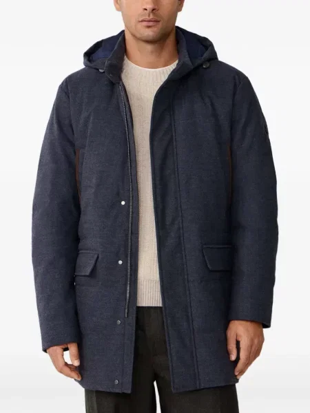 Geacă parka Hackett London cu glugă cu model herringbone albastru