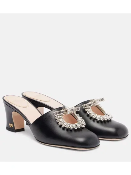 Papuci tip mules Valentino Garavani din piele negru