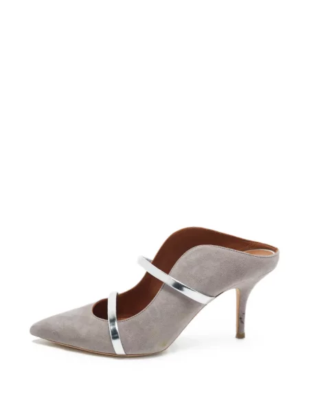 Papuci tip mules Malone Souliers cu bretele gri